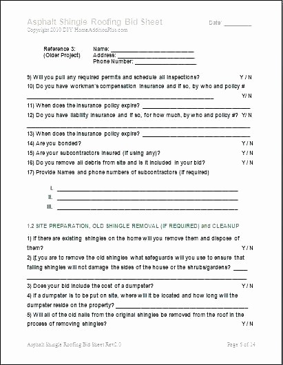 Standard Bid form for Construction Awesome Subcontractor Bid form Template Printable Best Proposal