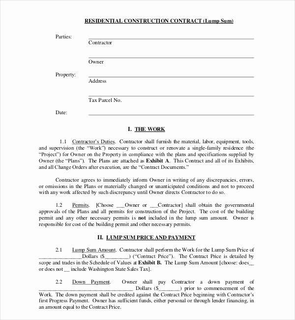 Standard Bid form for Construction Lovely 10 Sample Construction Contract forms