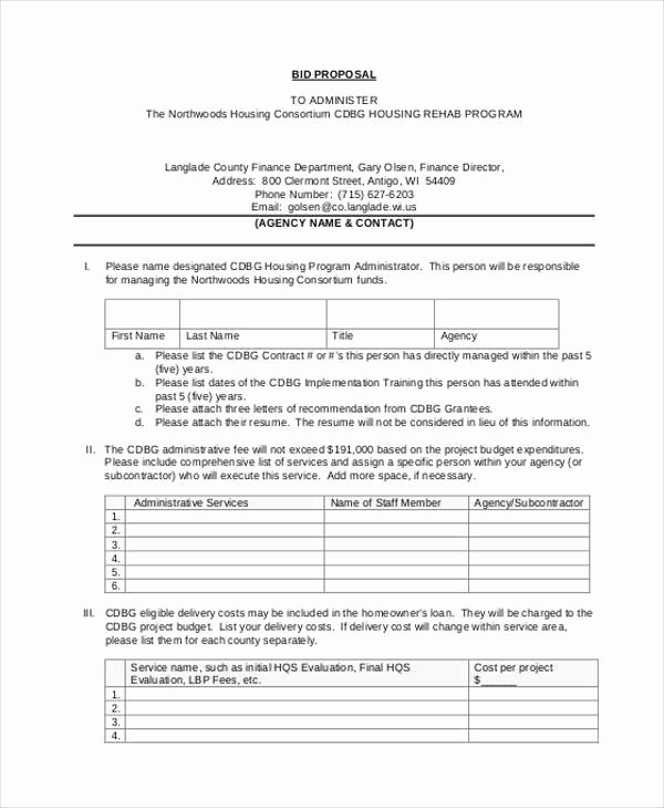 Standard Bid form for Construction Luxury 9 Bid Proposal form Samples Free Sample Example format