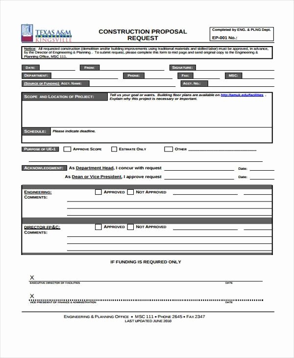 Standard Bid form for Construction Luxury Proposal form Templates