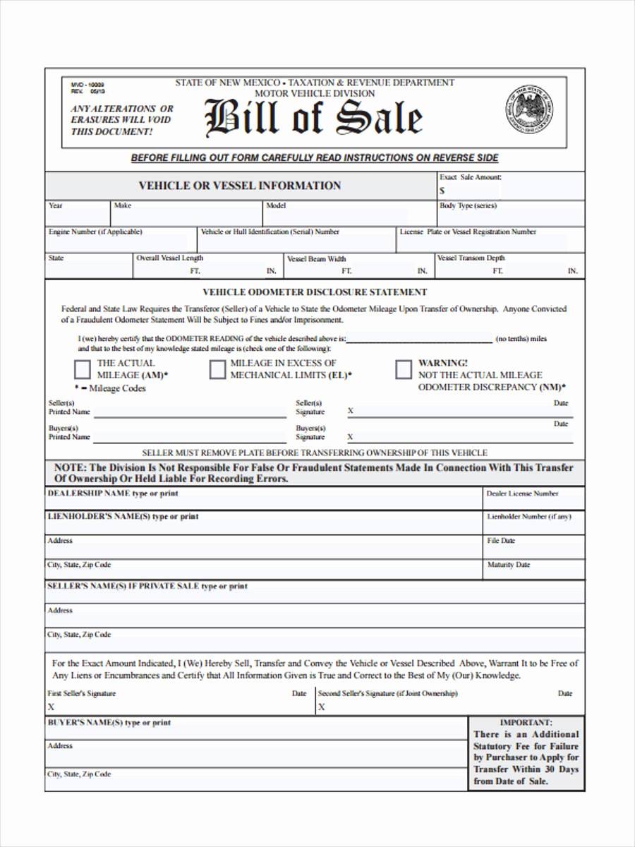 Standard Bill Of Sale form Beautiful Business Bill Of Sale forms 7 Free Documents In Word Pdf
