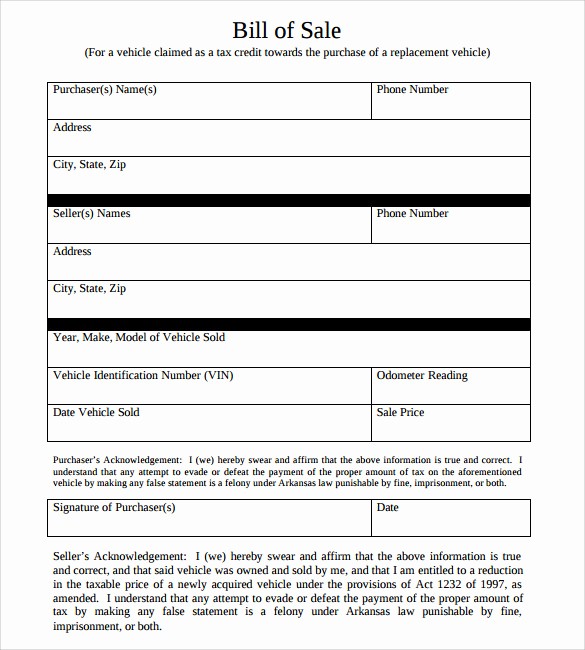 Standard Bill Of Sale form Fresh 8 Car Bill Of Sale Templates for Legal Purposes Download