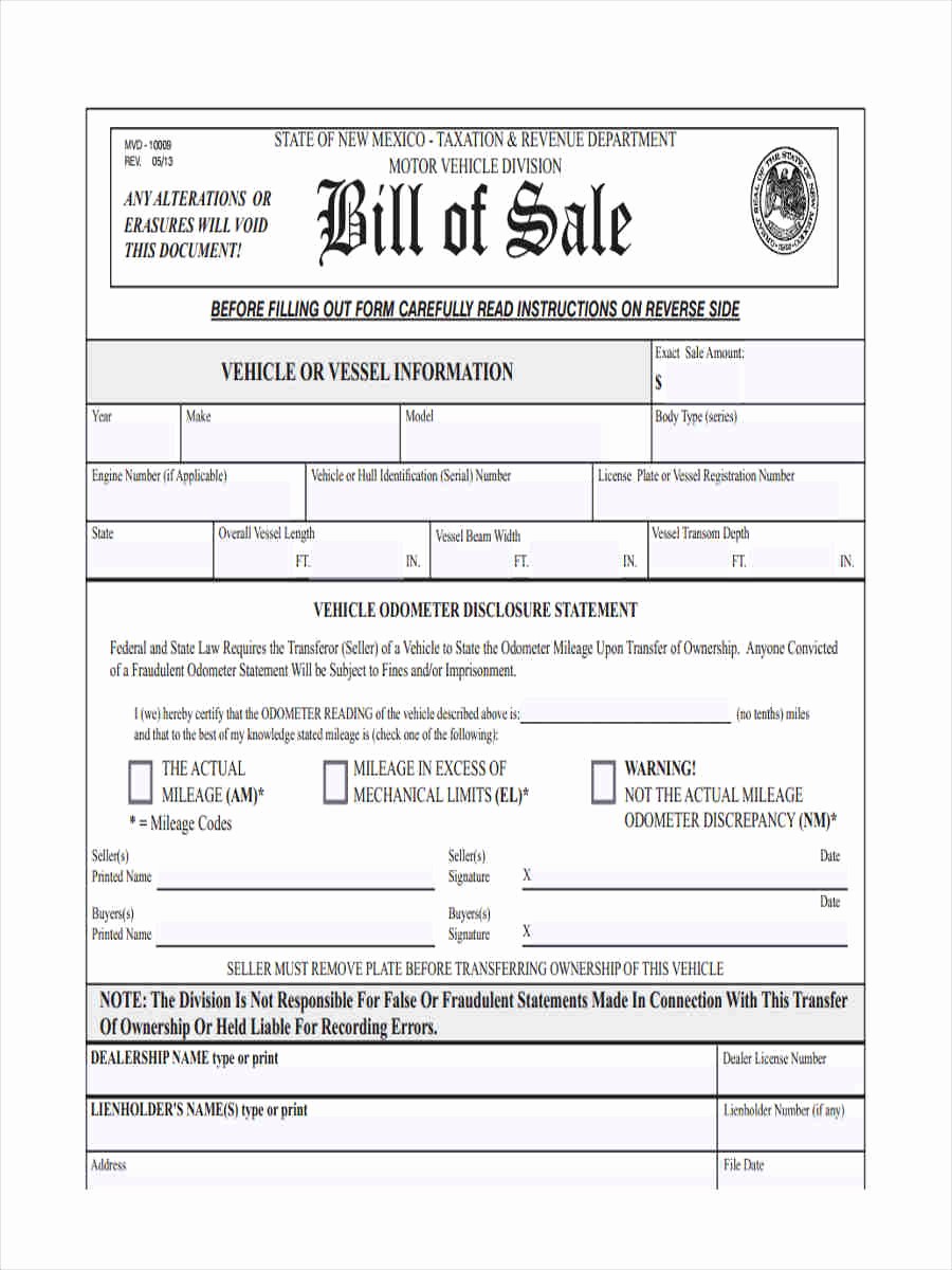 Standard Bill Of Sale form Luxury 6 Business Bill Sale form Sample Free Sample