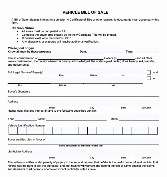 Standard Car Bill Of Sale Elegant 8 Car Bill Of Sale Templates for Legal Purposes Download