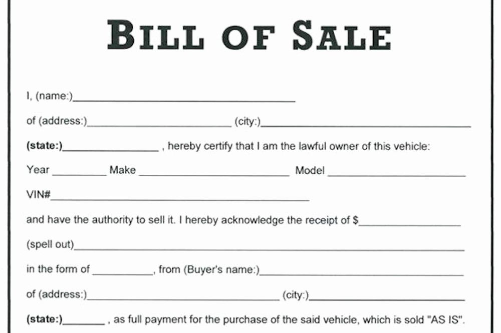 Standard Car Bill Of Sale New Bill Of Sale form Template Vehicle [printable]