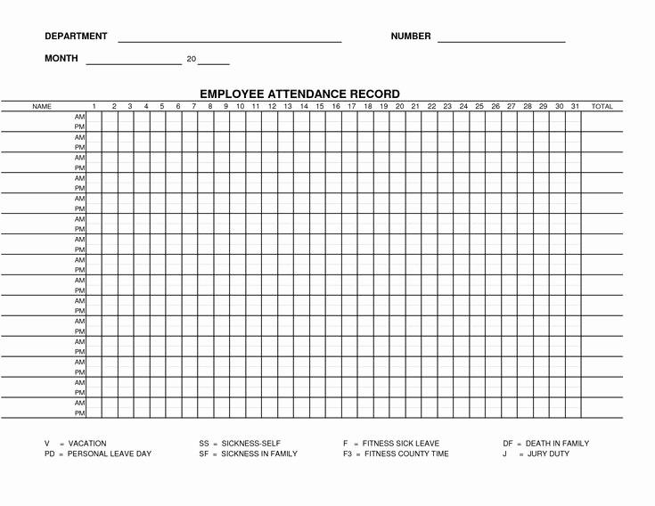 Standard Work Template for Office Inspirational Free Work attendance Sheet Template
