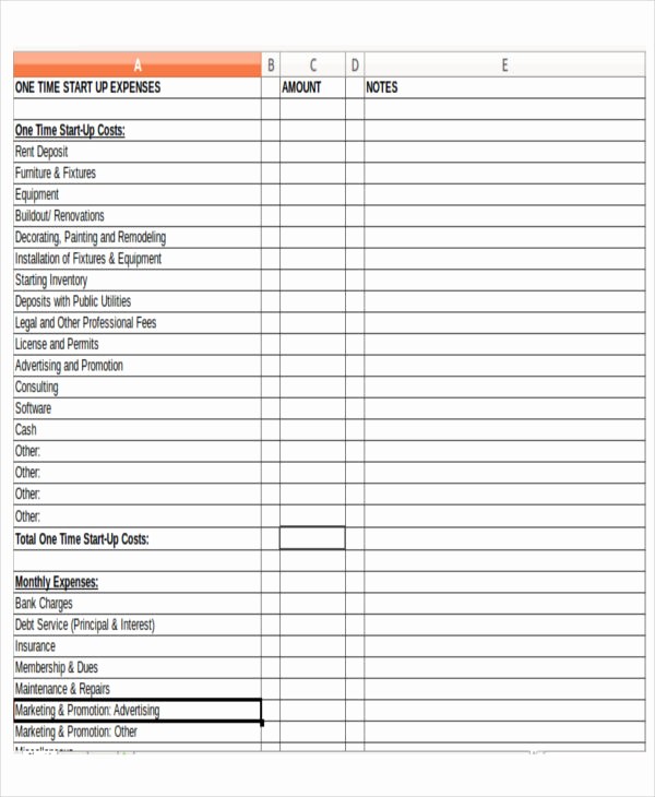 Startup Expenses and Capitalization Spreadsheet Awesome 8 Excel Business Bud Templates