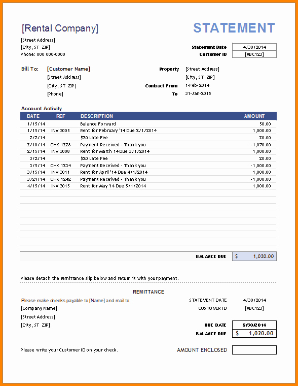 Statement Of Account Template Excel Beautiful 6 Simple Billing Statement Template