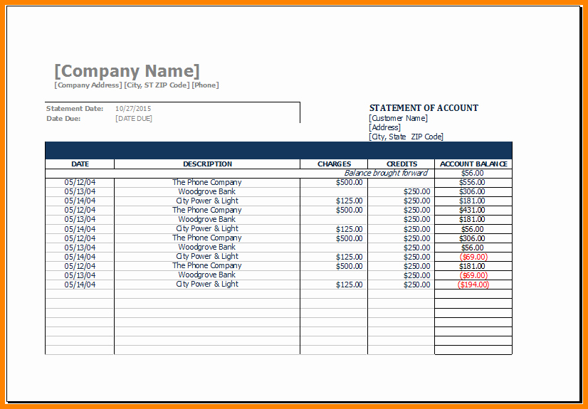 Statement Of Account Template Excel Best Of 11 Sample Statement Of Account Template