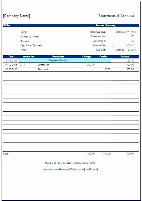 Statement Of Account Template Excel New Statement Account Template Design Templates