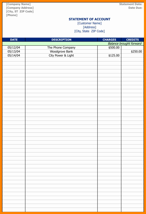 Statement Of Account Template Excel Unique 6 Sample Statement Of Account Excel