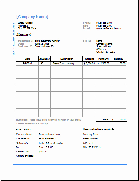 Statement Of Invoices Template Free Beautiful Rental Billing Statement Template