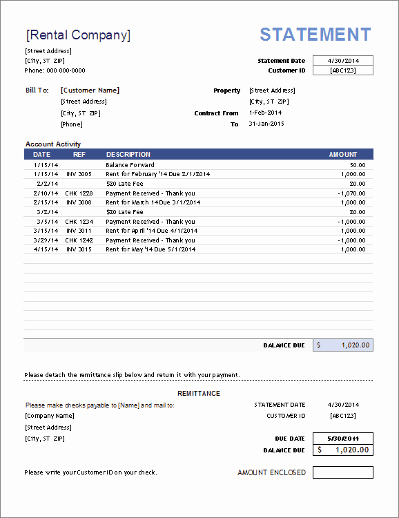 Statement Of Invoices Template Free Luxury Download the Rental Billing Statement Template From