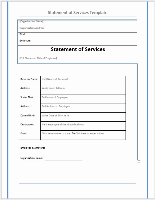 Statement Templates for Microsoft Word Awesome Statement Of Services Template – Microsoft Word Templates