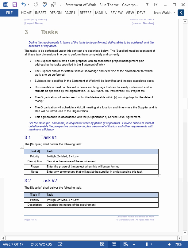 Statement Templates for Microsoft Word Elegant Statement Of Work Template Technical Writing Tips