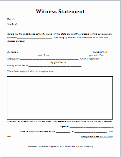 Statement Templates for Microsoft Word Elegant Witness Statement Template for Ms Word