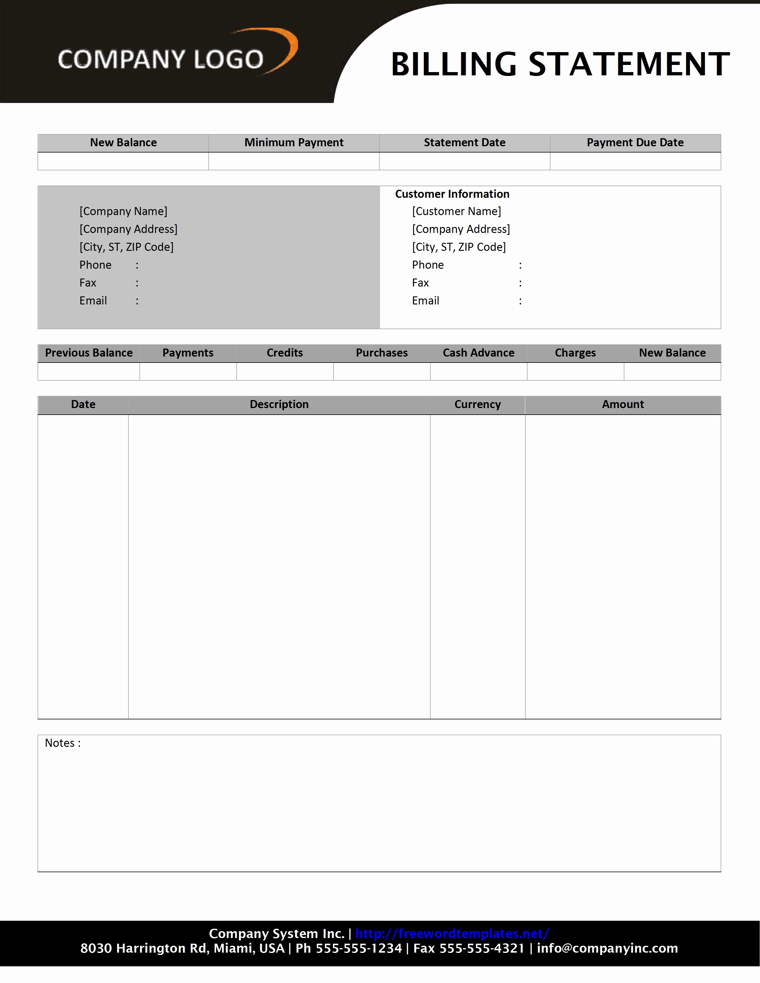 Statement Templates for Microsoft Word Inspirational Billing Statement Template