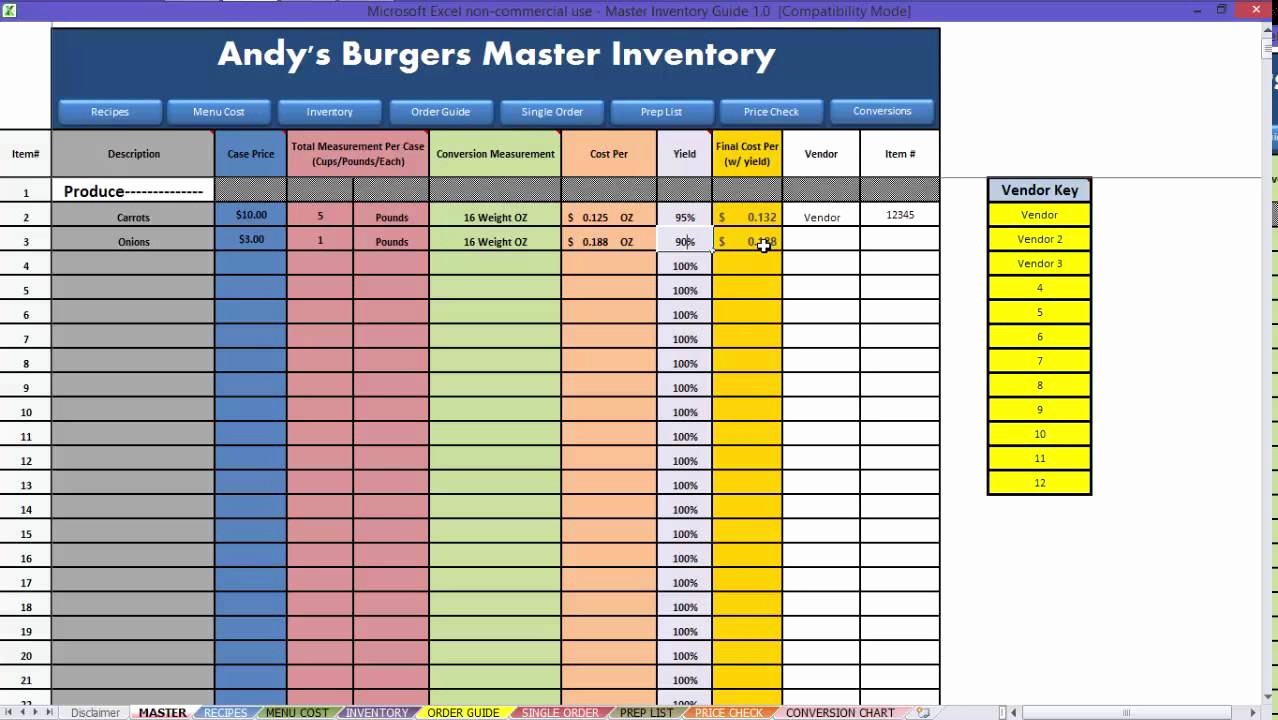 Stock Management In Excel Sheet Lovely Restaurant Excel How to Inventory Video