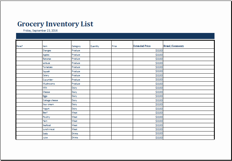 Store Inventory format In Excel Fresh Grocery Inventory List Template Ms Excel