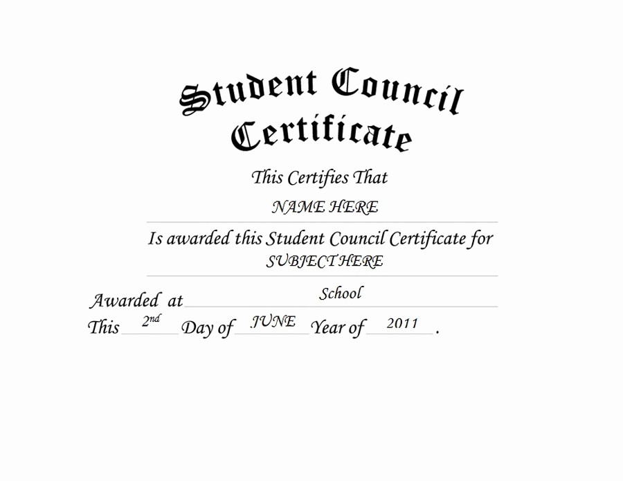 Student Council Award Certificate Template Luxury Student Council Certificate Free Templates Clip Art