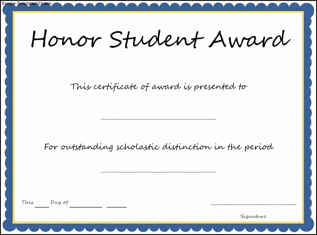 Student Of the Day Certificate Best Of Honor Roll Certificate