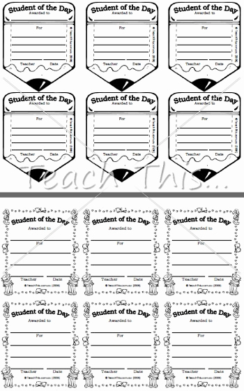 Student Of the Day Certificate Elegant Student Of the Day Award Printable Classroom Student