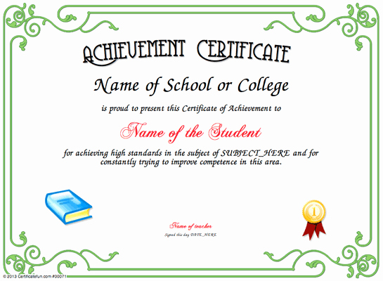 Student Of the Day Certificate Inspirational Achievement Certificate