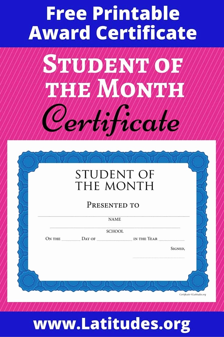Student Of the Day Certificate Inspirational Free Student Of the Month Achievement Certificate