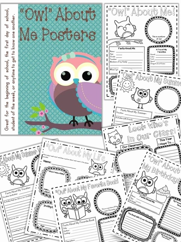 Student Of the Week Posters Beautiful Owl About Me Posters Great to Students Writing On the