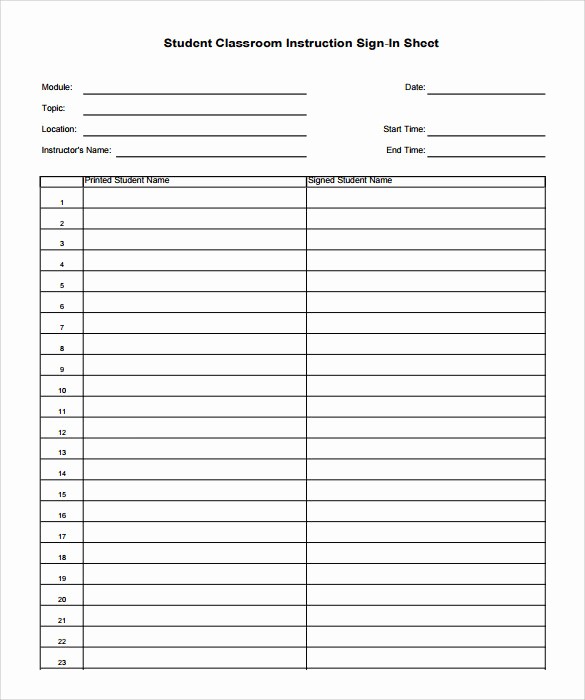 Student Sign In Sheet Pdf Awesome 12 Sample School Sign In Sheets