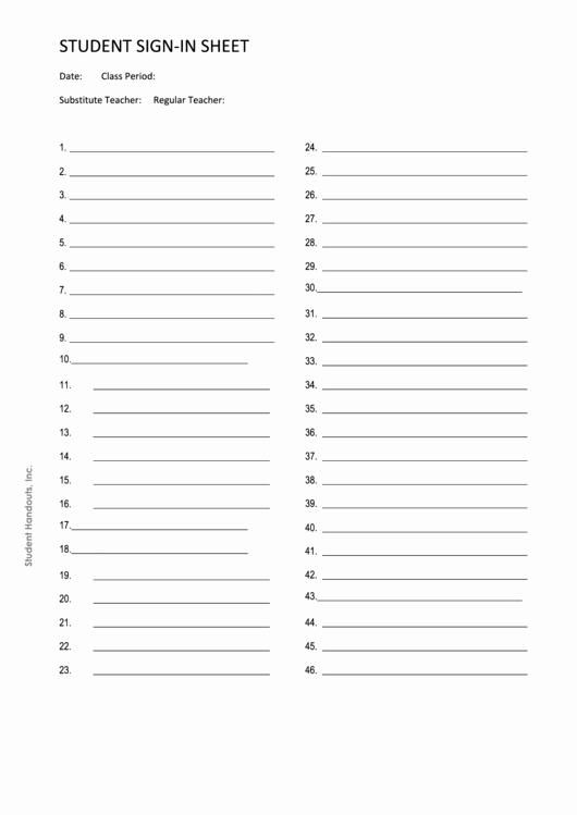 Student Sign In Sheet Pdf Luxury Student Sign In Sheet Template Printable Pdf