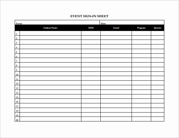 Student Sign In Sheet Template Awesome 14 Sample event Sign In Sheets