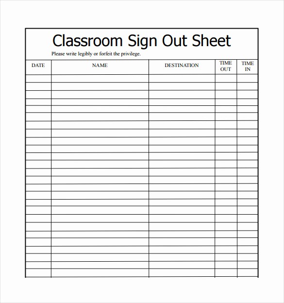 Student Sign In Sheet Template Awesome 16 Sign Out Sheet Templates Free Sample Example