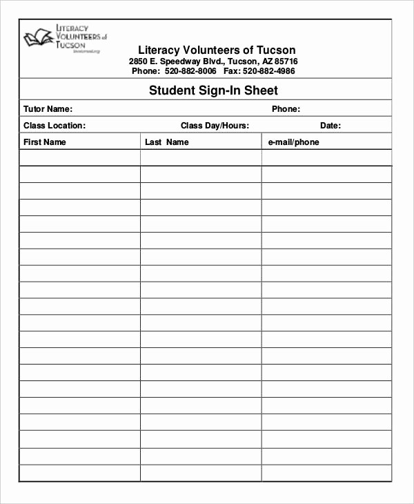 Student Sign In Sheet Template Awesome 9 Student Sheet Templates