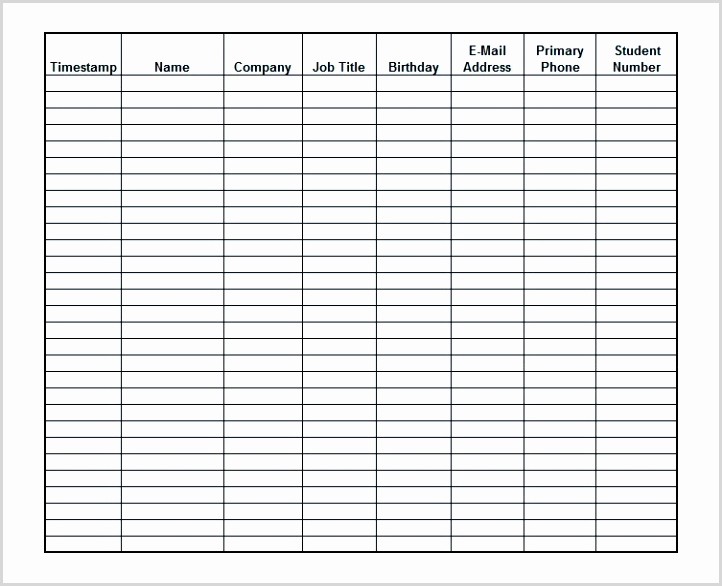 Student Sign In Sheet Template Fresh 9 Student attendance Template Printable atato