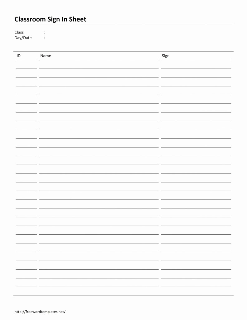 Student Sign In Sheet Template Fresh Classroom Sign In Sheet Template