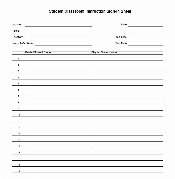 Student Sign In Sheet Template Lovely 34 Sample Sign In Sheet Templates – Pdf Word Apple