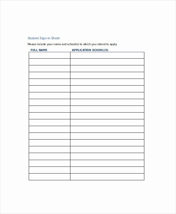 Student Sign In Sheet Template Luxury 38 Sample Sheets