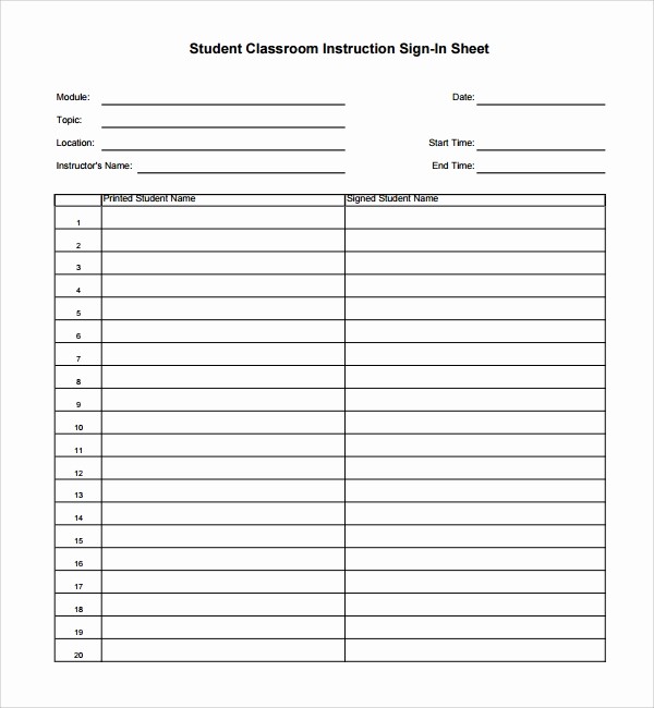 Student Sign In Sheet Template Luxury 7 Student Sign In Sheets