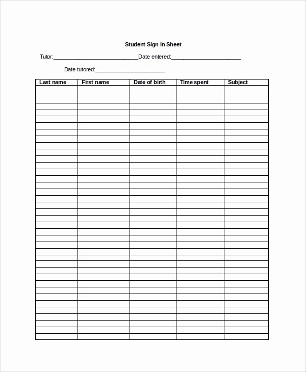 Student Sign In Sheet Template Luxury 9 Student Sign In Sheet Templates