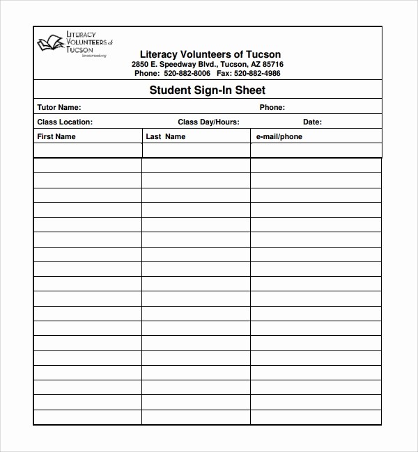 Student Sign In Sheet Template New 7 Student Sign In Sheets