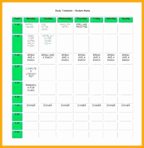 Study Plan Template for Students Unique Weekly Study Timetable Template Excel Free – Tatilvillam