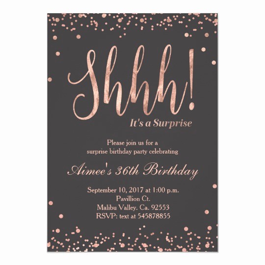 Surprise Birthday Party Invitation Template Luxury Rose Gold Surprise Birthday Party Invitation