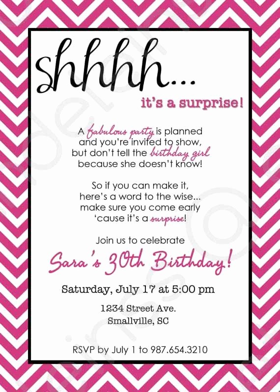 Surprise Birthday Party Invitation Template New Chevron Surprise Party Invitation
