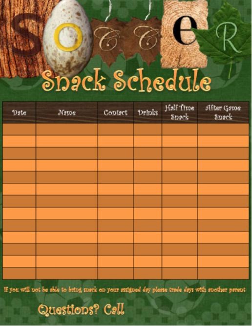 T Ball Snack Schedule Template New This is A Template to Use for soccer Snack Scheduling the