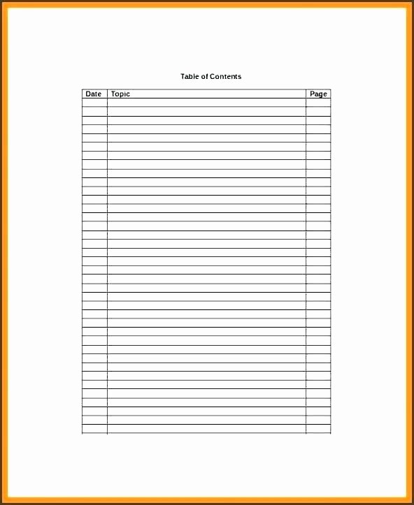 Table Of Contents Blank Template Awesome Blank Table Contents Blank Blank Table Contents for