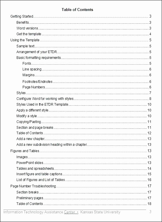 Table Of Contents Blank Template Awesome Printable Table Contents Template Word Free Templates