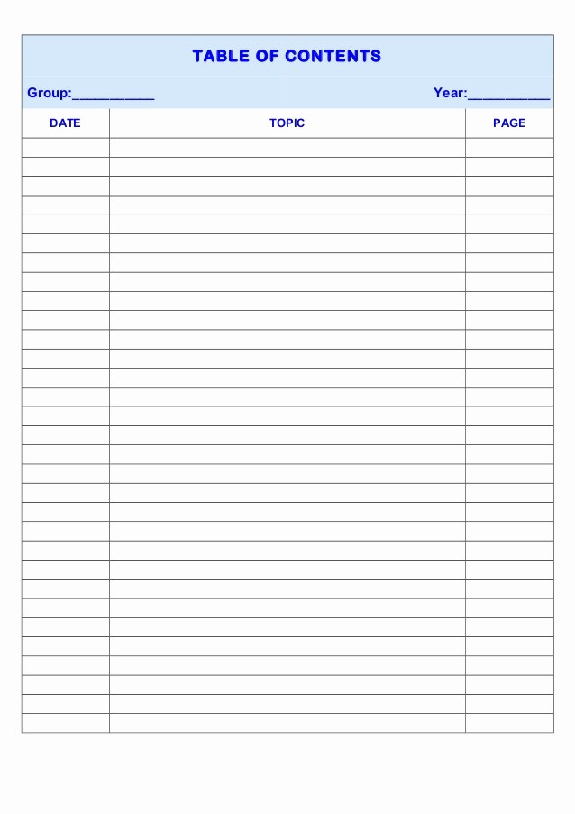 Table Of Contents Blank Template Awesome Table Of Contents Interactive Notebook