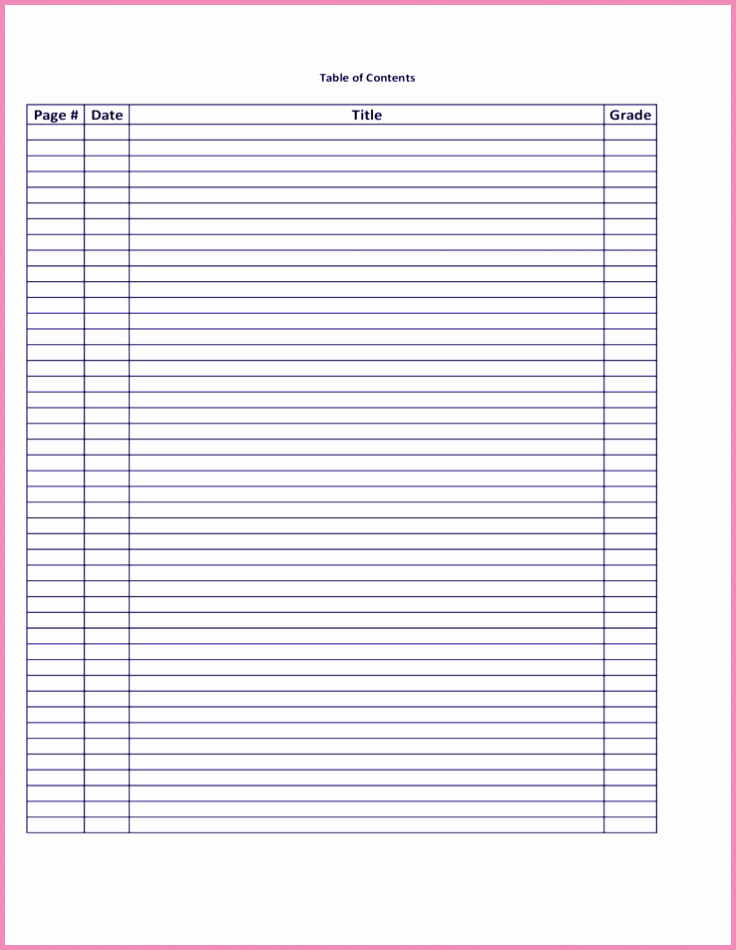 Table Of Contents Blank Template Beautiful Microsoft Word Table Of Contents Template Blank