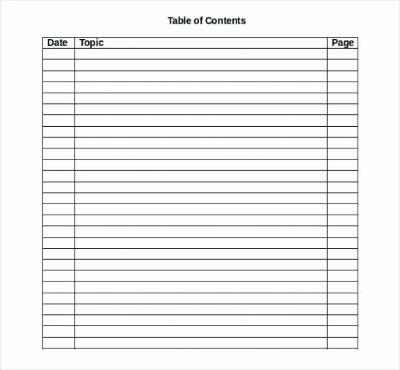 Table Of Contents Blank Template Elegant Microsoft Word Table Of Contents Template Blank